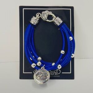 Florida Gators From the Heart Blue Multi Strand Charm Bracelet Silver Tone NWT